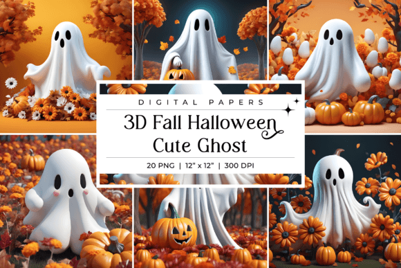 3D Fall Halloween Cute Ghost Backgrounds: A Designer's Cozy Toolkit