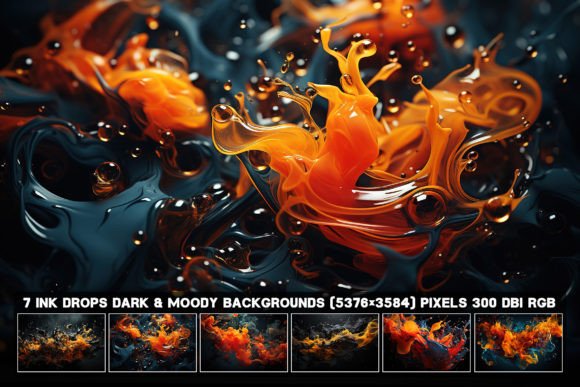 7 Ink Drops Dark and Moody Backgrounds: Depth for Your Designs
