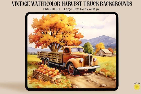 Capturing Autumn's Charm with Watercolor Harvest Scene Backgrounds
