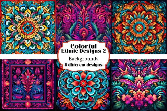 Colorful Ethnic Designs Backgrounds Set2