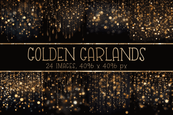 Elegant Golden Garland Backgrounds: A Designer's Go-To for Luxury Projects