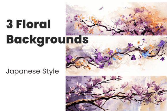 Elevate Your Designs: Three Floral Backgrounds in Japanese Style