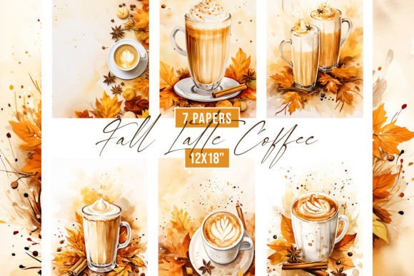 Embrace Autumn Charm with Watercolor Fall Latte Coffee Backgrounds