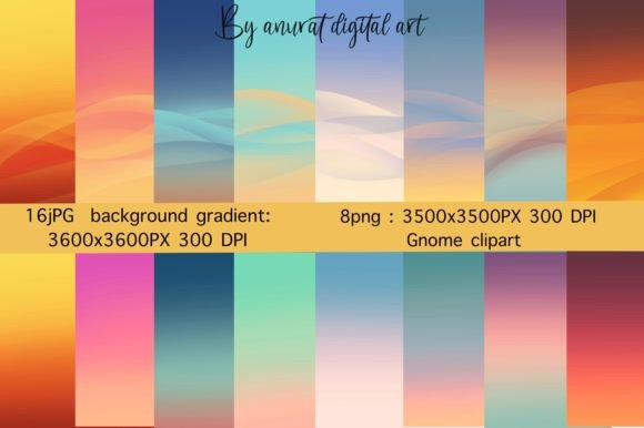 Evening Sky Gradients: Digital Paper and Gnome Clipart for Your Projects