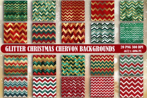 Glitter Christmas Chevron Backgrounds: Festive Sparkle for Your Designs