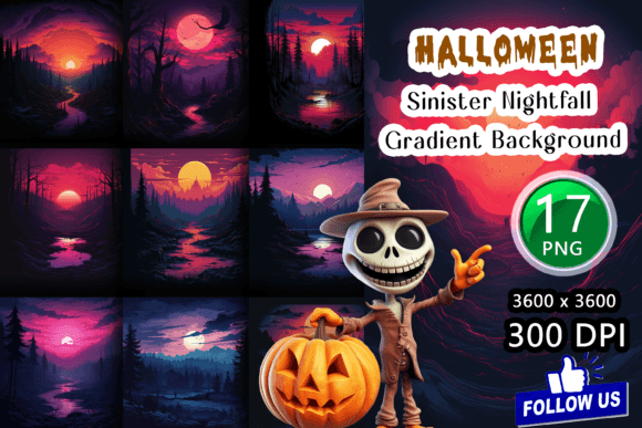 Halloween Sinister Nightfall Gradient Backgrounds for Designers
