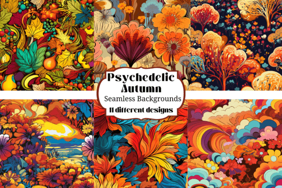 Psychedelic Autumn Seamless Backgrounds