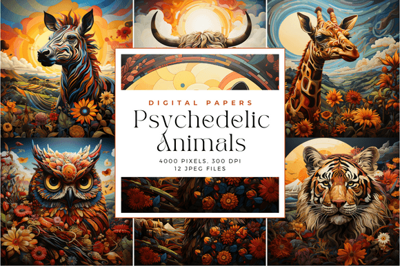 Unleashing Vibrant Energy with Psychedelic Animal Backgrounds