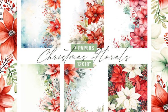 Watercolor Christmas Florals Backgrounds for Your Holiday Designs