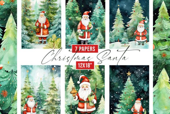 Watercolor Christmas Santa Backgrounds for Holiday Creativity
