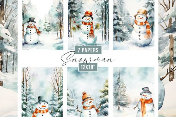 Watercolor Christmas Snowman Backgrounds: Festive Digital Art for Creators